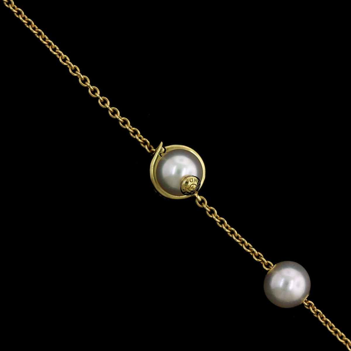 Mikimoto 18K Yellow Gold Estate Cultured Pearls in Motion Necklace