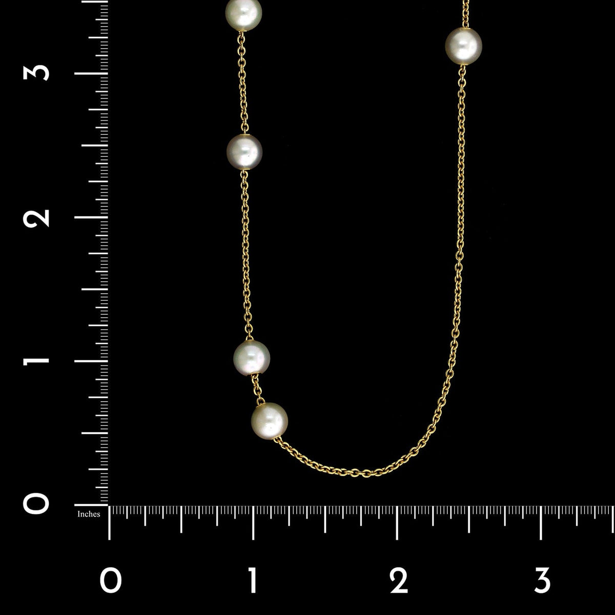 Mikimoto 18K Yellow Gold Estate Cultured Pearls in Motion Necklace