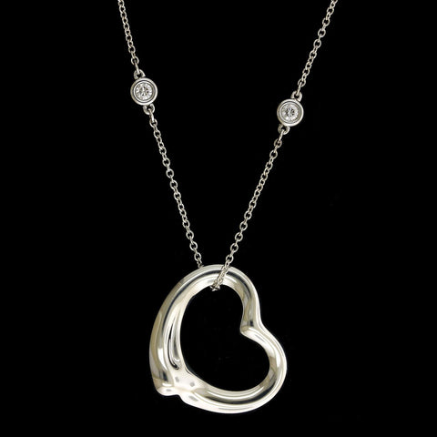 Tiffany Elsa Peretti Open Heart Pendant on sale in Sterling Silver