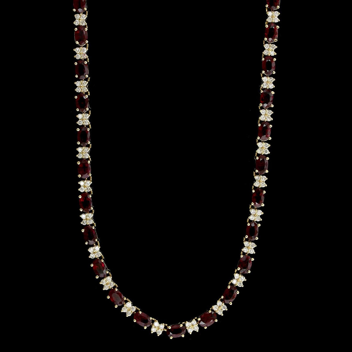 14K Yellow Gold Estate Ruby and Diamond Necklace