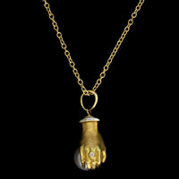 Anthony Lent 18K Yellow Gold, Platinum Estate Cultured South Sea Pearl and Diamond Hand Pendant