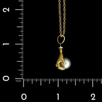 Anthony Lent 18K Yellow Gold, Platinum Estate Cultured South Sea Pearl and Diamond Hand Pendant