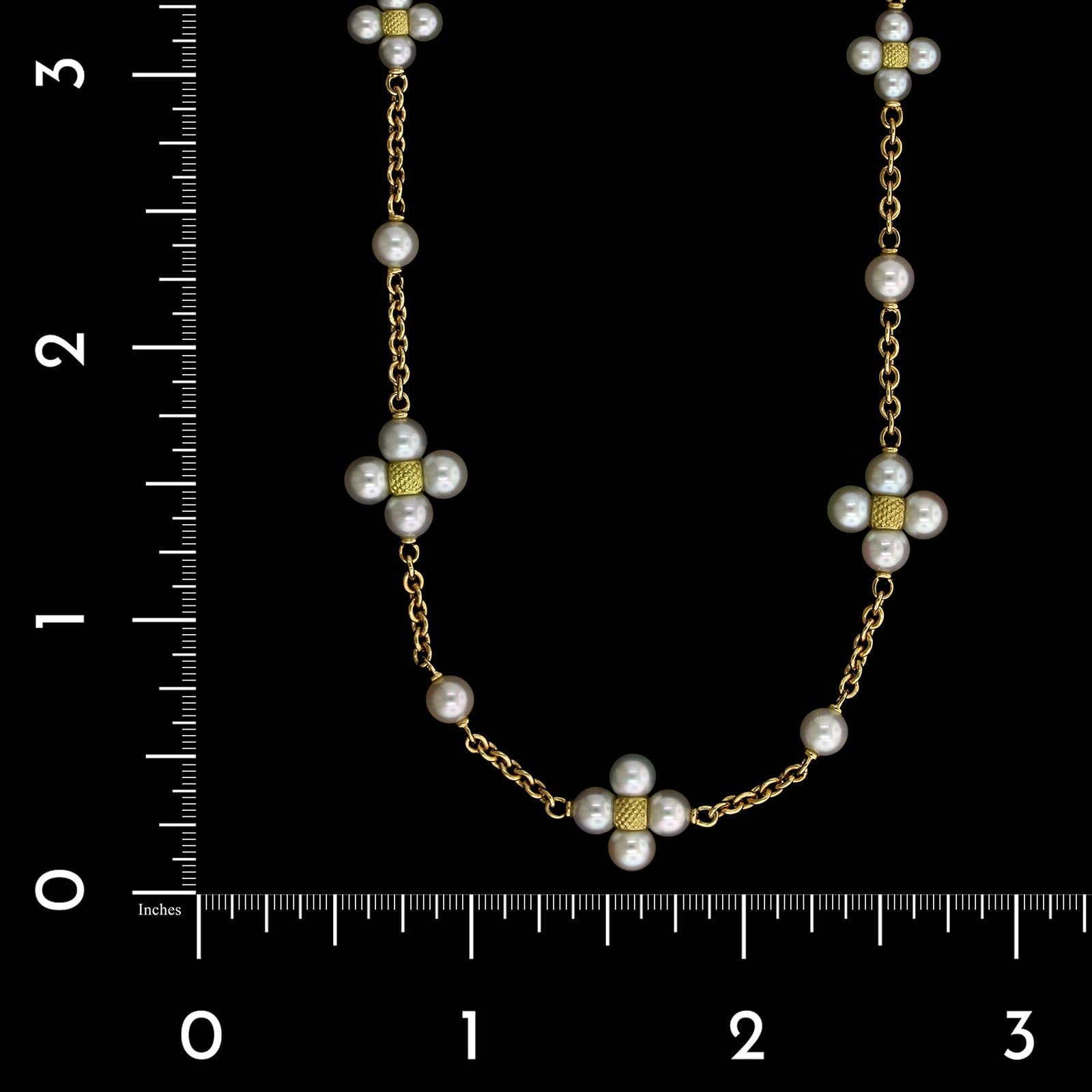 Paul Morelli 18K Yellow Gold Estate Cultured Akoya Pearl Sequence Necklace