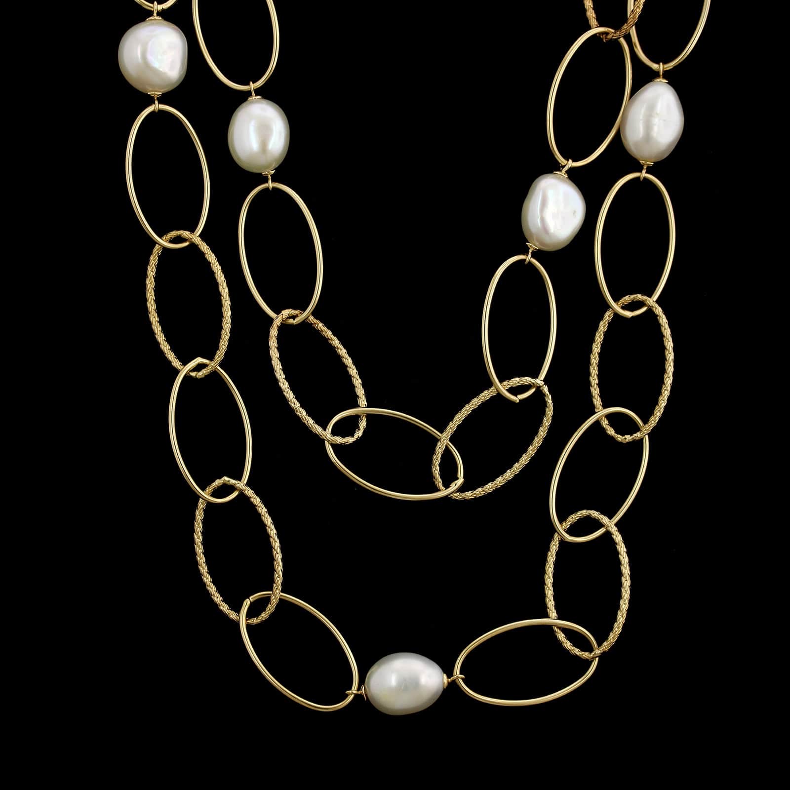 14K Yellow Gold Estate Cultured Freshwater Pearl Necklace