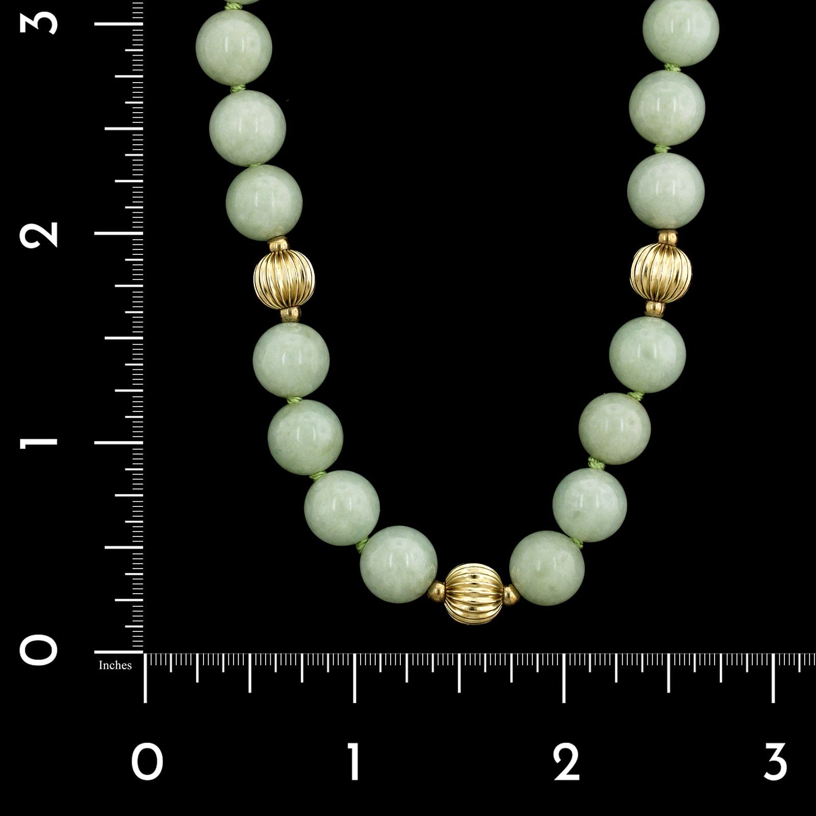 14K Yellow Gold Estate Jadeite Bead Necklace