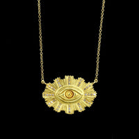 Sophie Theakston 18K Yellow Gold Estate and Diamond Divine Eye Pendant