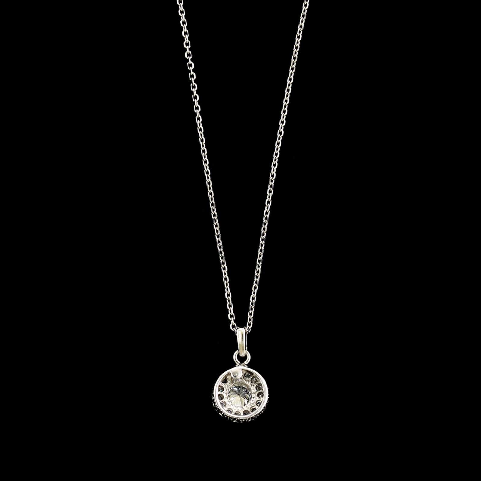 14K White Gold Estate Diamond Pendant Necklace