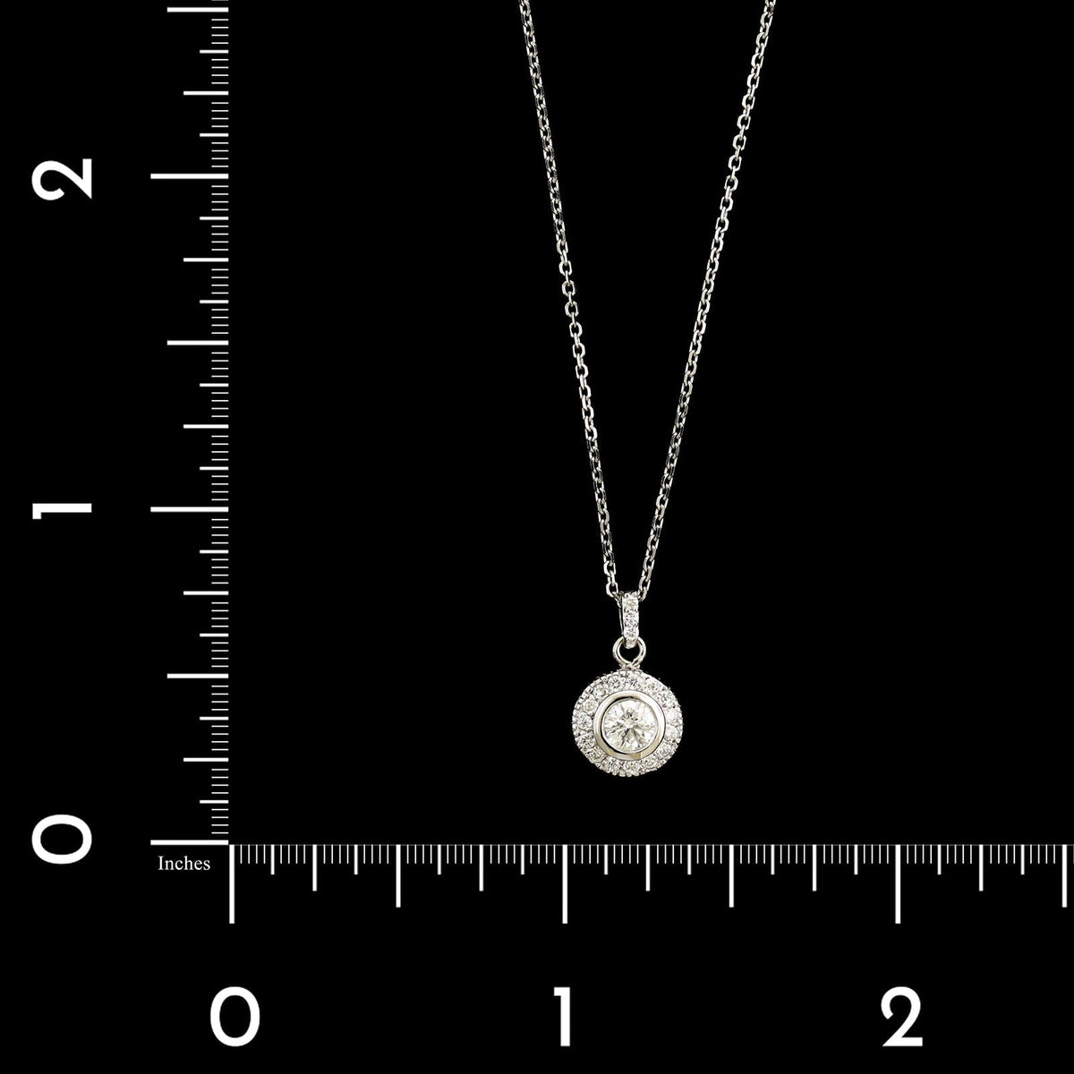 14K White Gold Estate Diamond Pendant Necklace