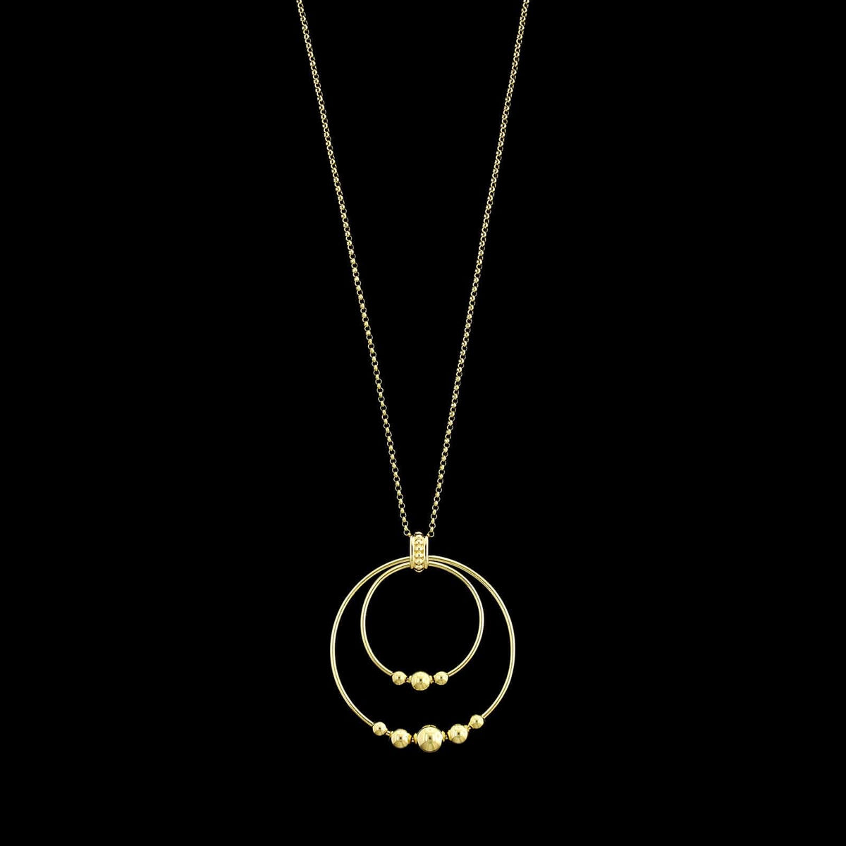 Lagos 18K Yellow Gold Estate Circle Bead Drop Necklace