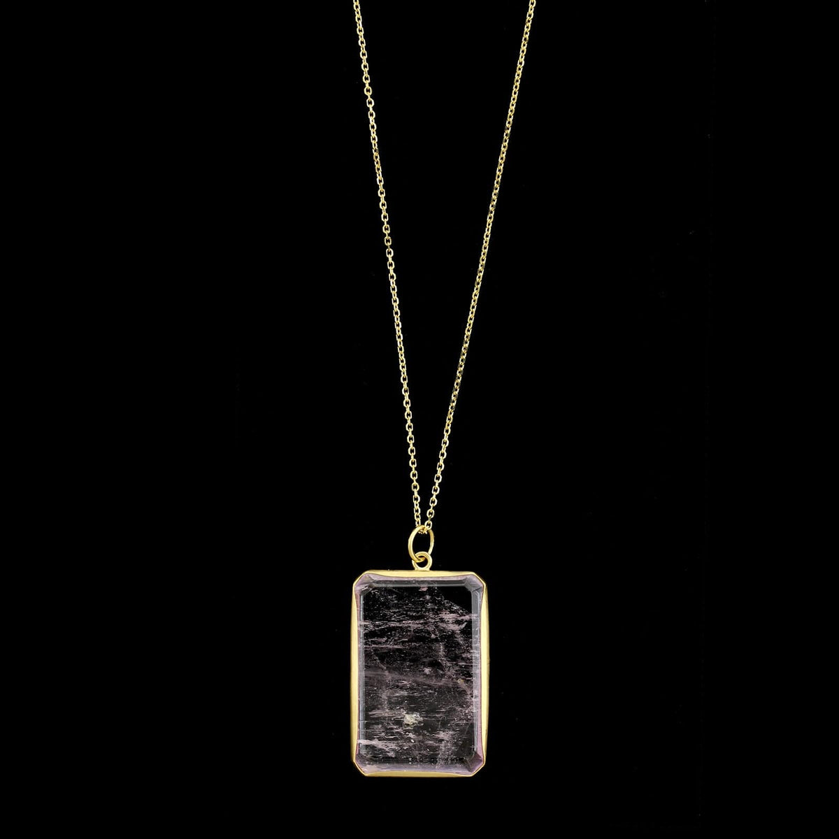 14K Yellow Gold Estate Kunzite Pendant Necklace