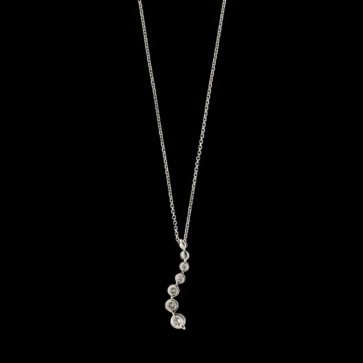 14K White Gold Estate Diamond Journey Pendant Necklace