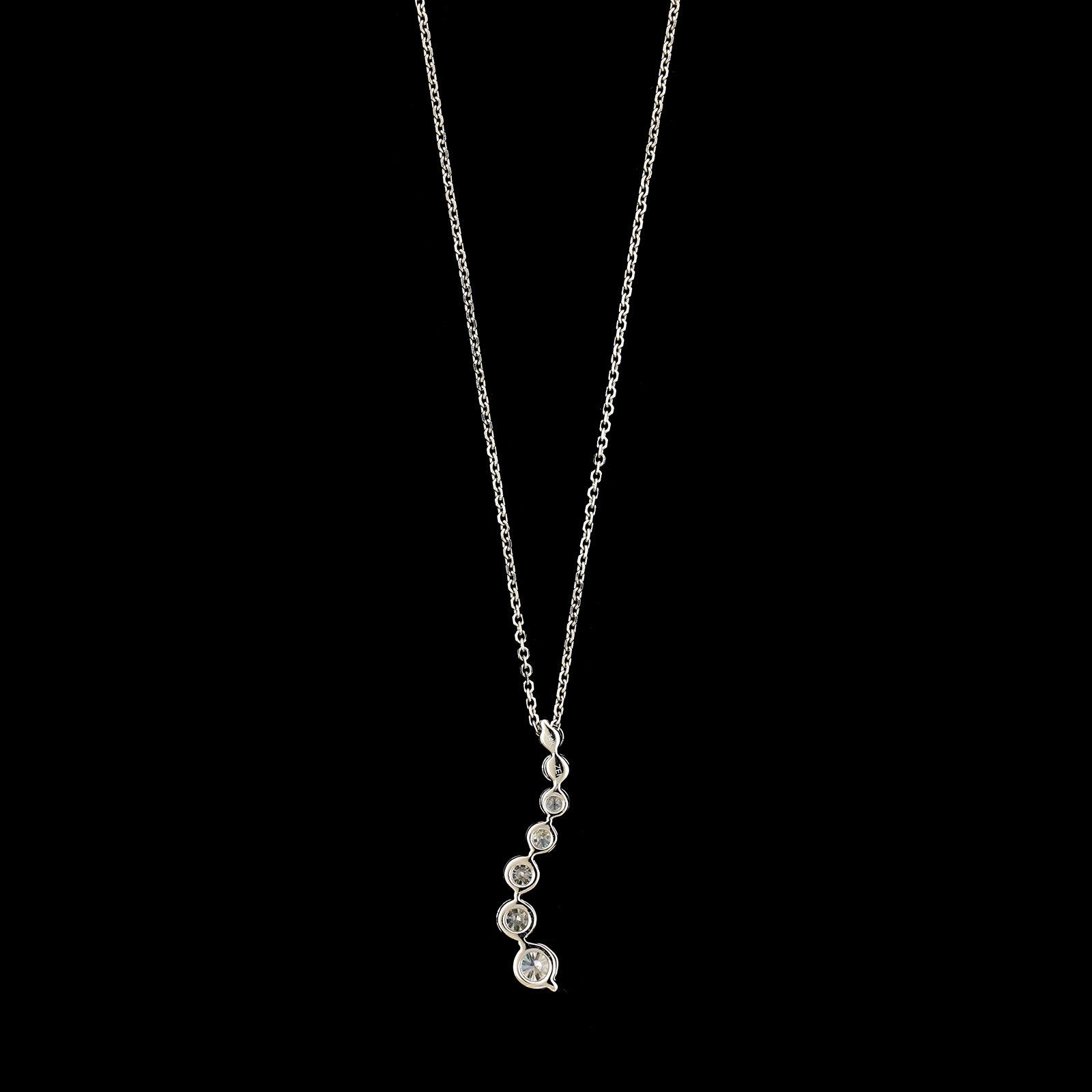 14K White Gold Estate Diamond Journey Pendant Necklace