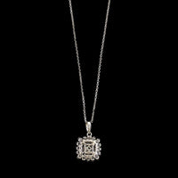 18K White Gold Estate Diamond Double Halo Pendant Necklace