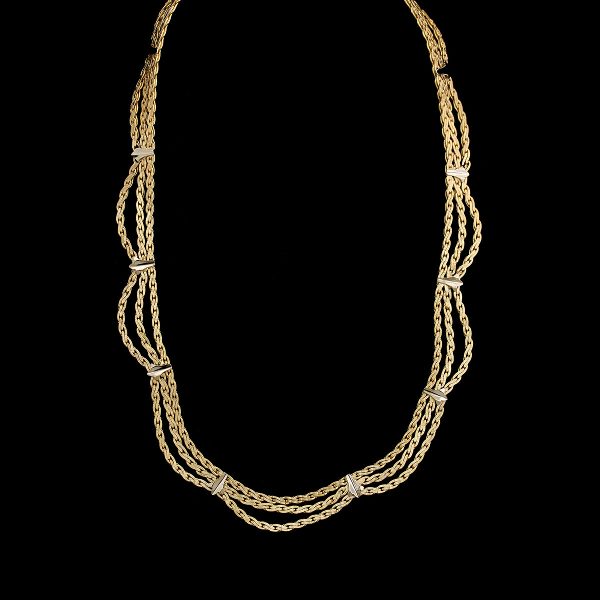 18K Yellow and White Gold Estate Festoon Necklace