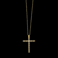 18K Yellow Gold Estate Diamond Cross Pendant Necklace