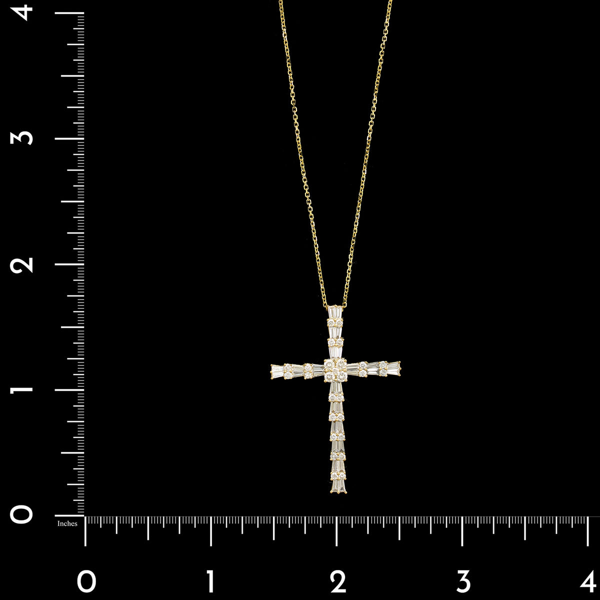 18K Yellow Gold Estate Diamond Cross Pendant Necklace