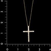 18K Yellow Gold Estate Diamond Cross Pendant Necklace