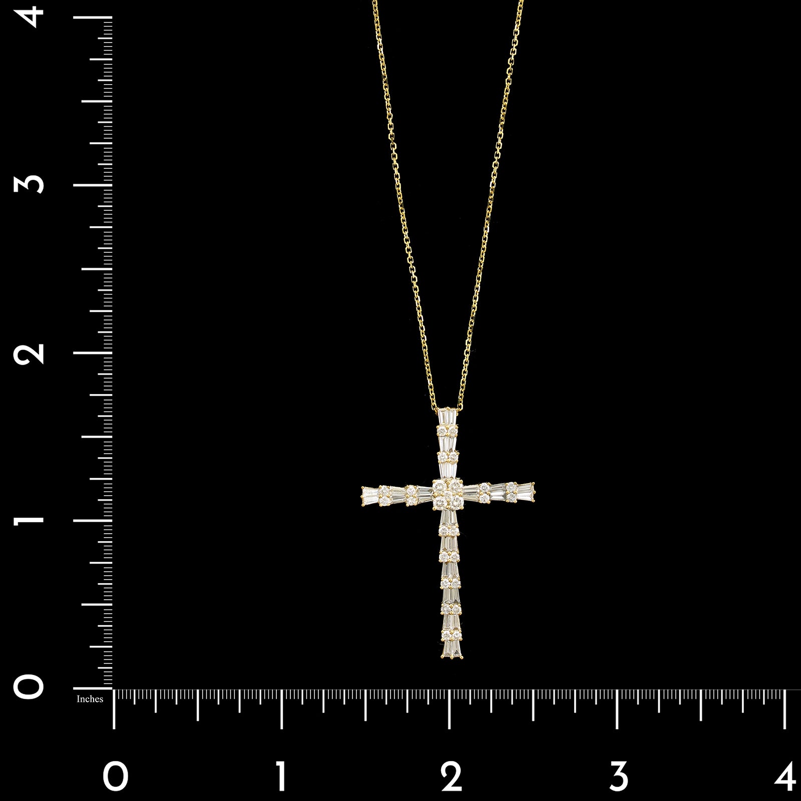 18K Yellow Gold Estate Diamond Cross Pendant Necklace