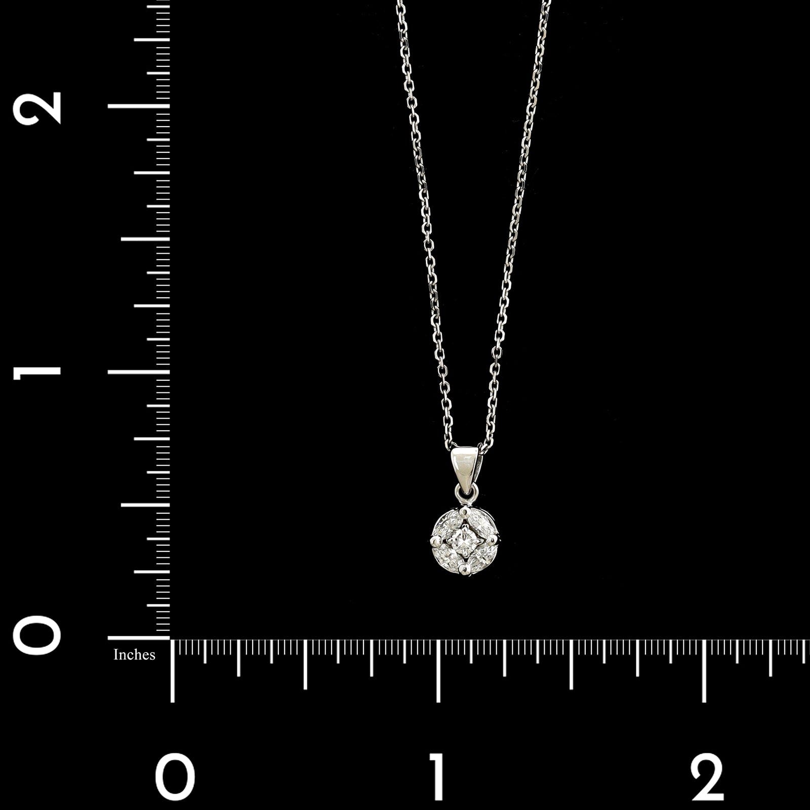 14K White Gold Estate Diamond Pendant Necklace&nbsp;