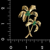 Trabert & Hoeffer Mauboussin 14K Yellow Gold Estate Emerald Palm Tree Pin