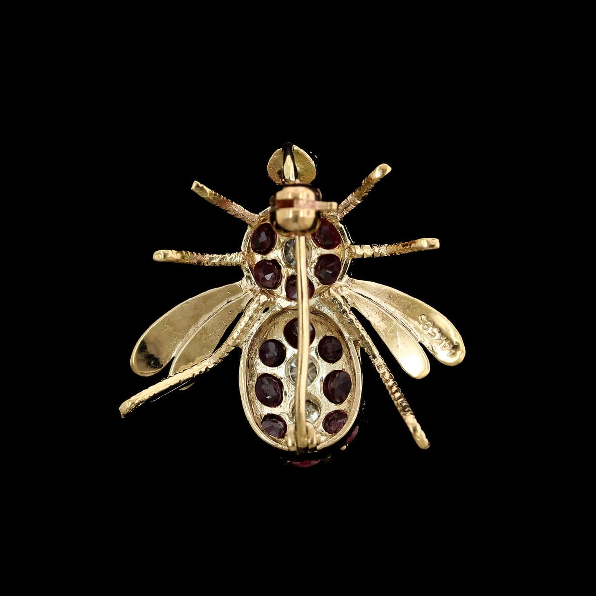 14K Yellow Gold Estate Ruby and Diamond Bee Pin