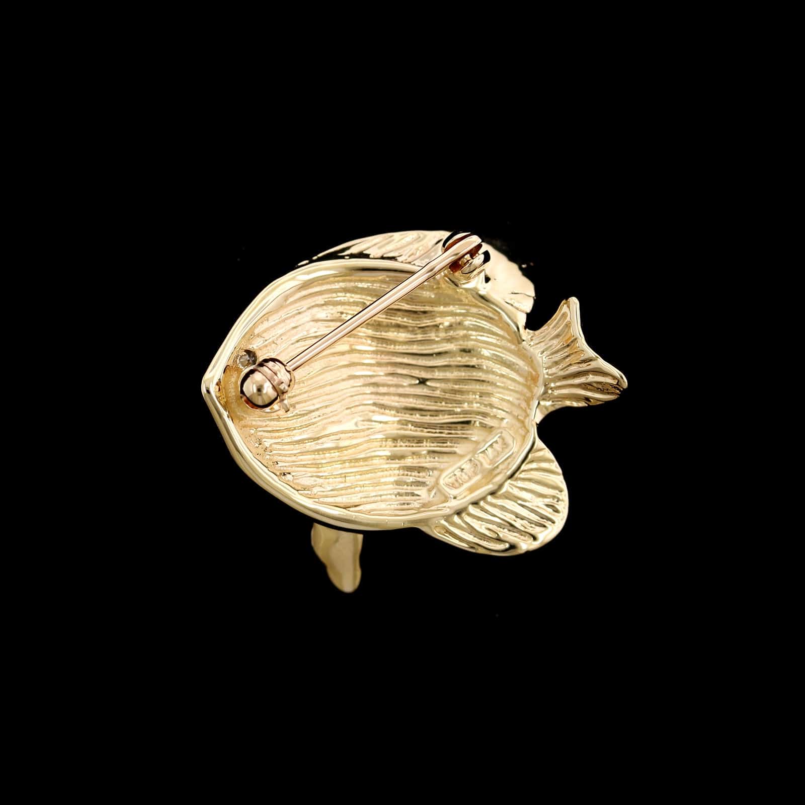 14K Yellow Gold Estate Fish Pin