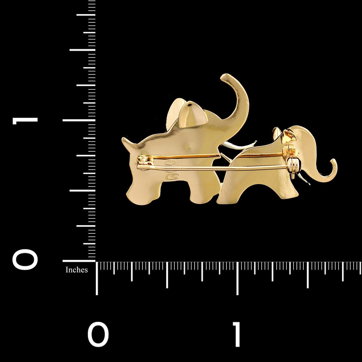 18K Yellow Gold Estate Elephant Pin