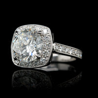 Platinum Estate Diamond Halo Engagement Ring