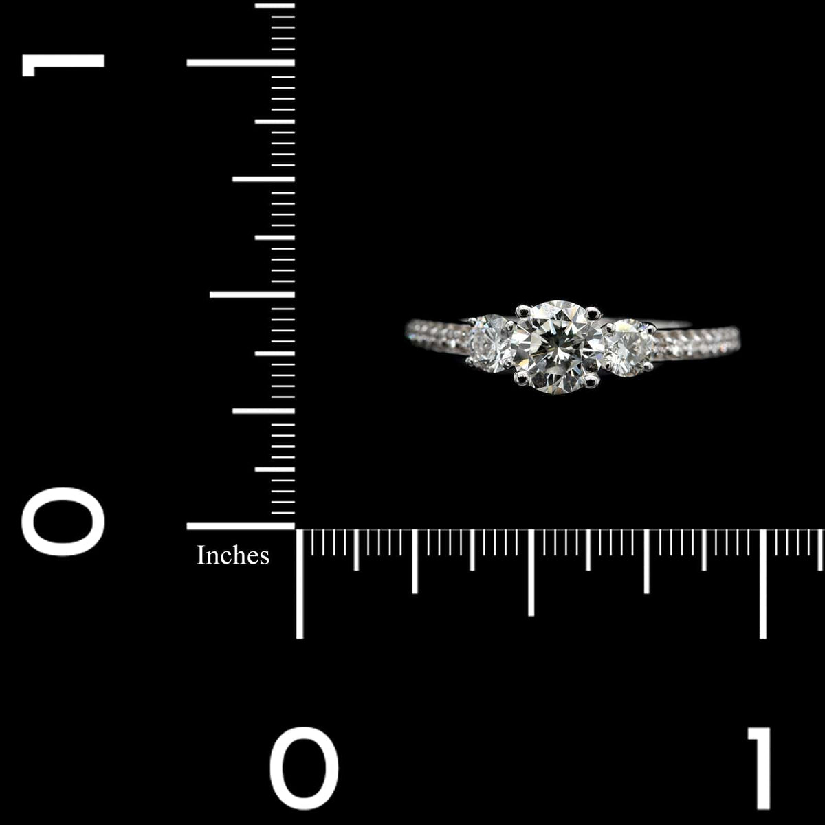 14K White Gold Estate Three Stone Diamond Ring