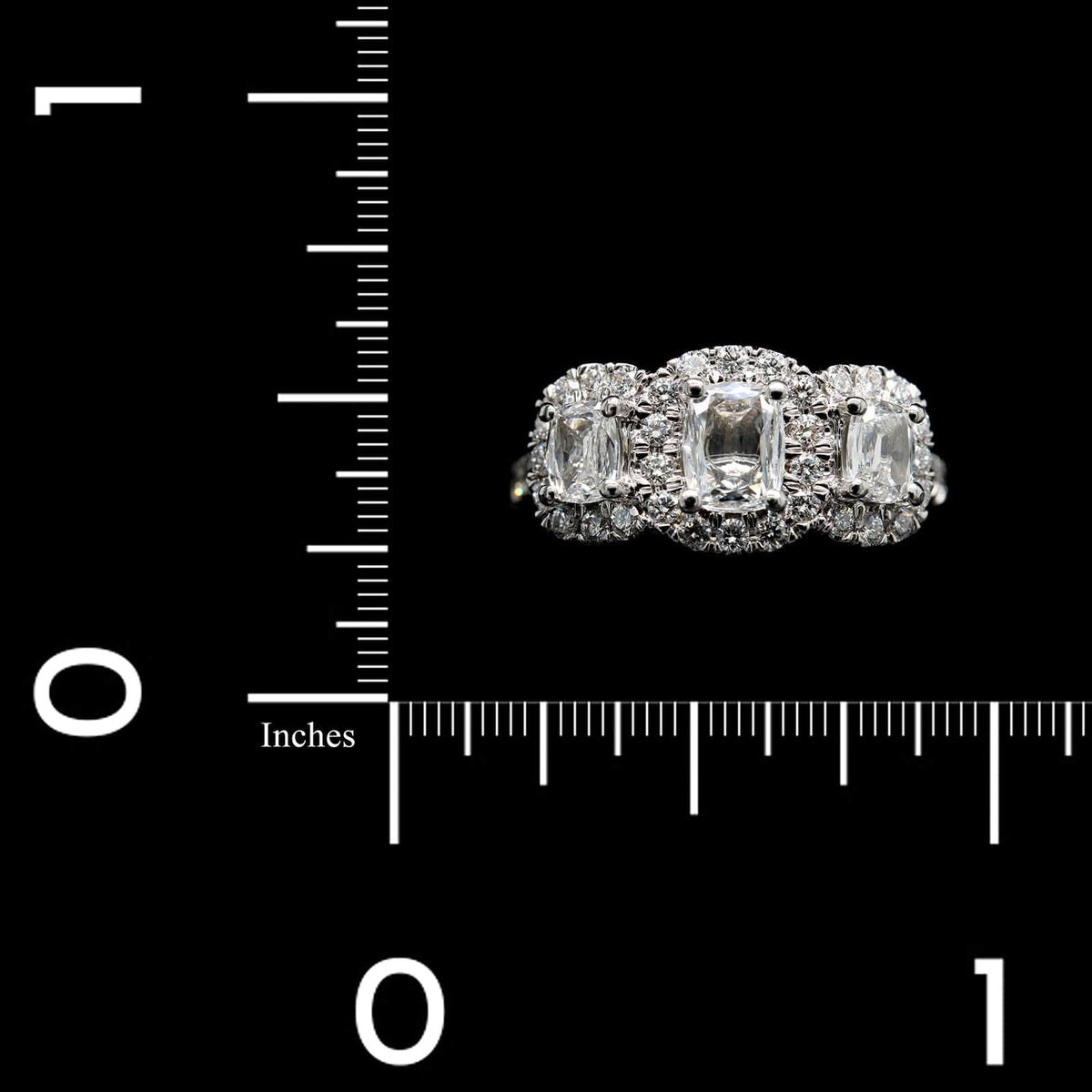 14K White Gold and Platinum Estate Three Stone Diamond Engagement Ring