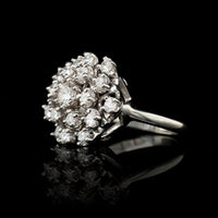 14K White Gold Estate Diamond Cluster Ring