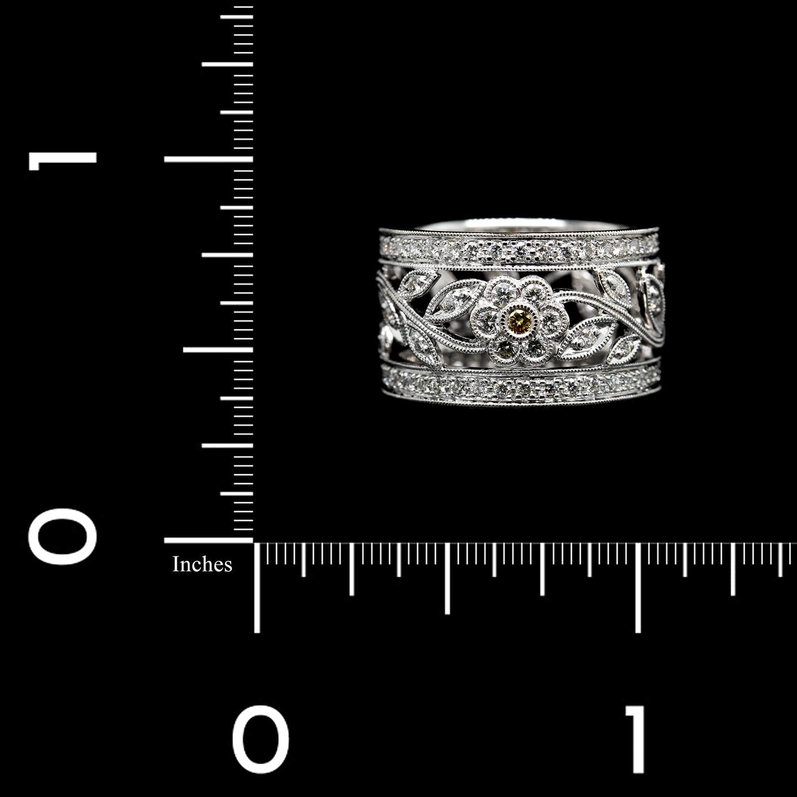 Simon G 18K White Gold Estate Diamond Flower Band