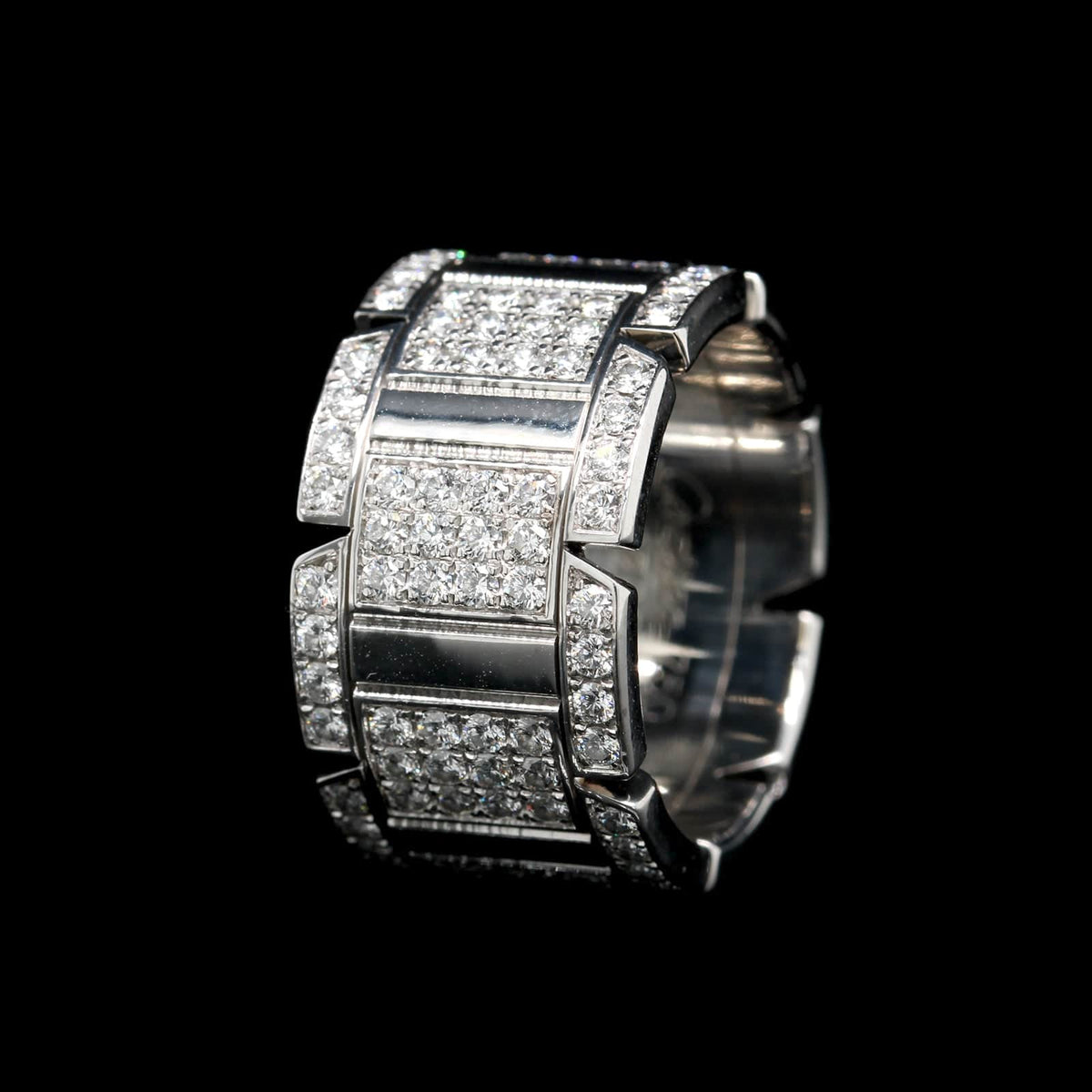 Cartier 18K White Gold Estate Diamond Tank Francaise Ring