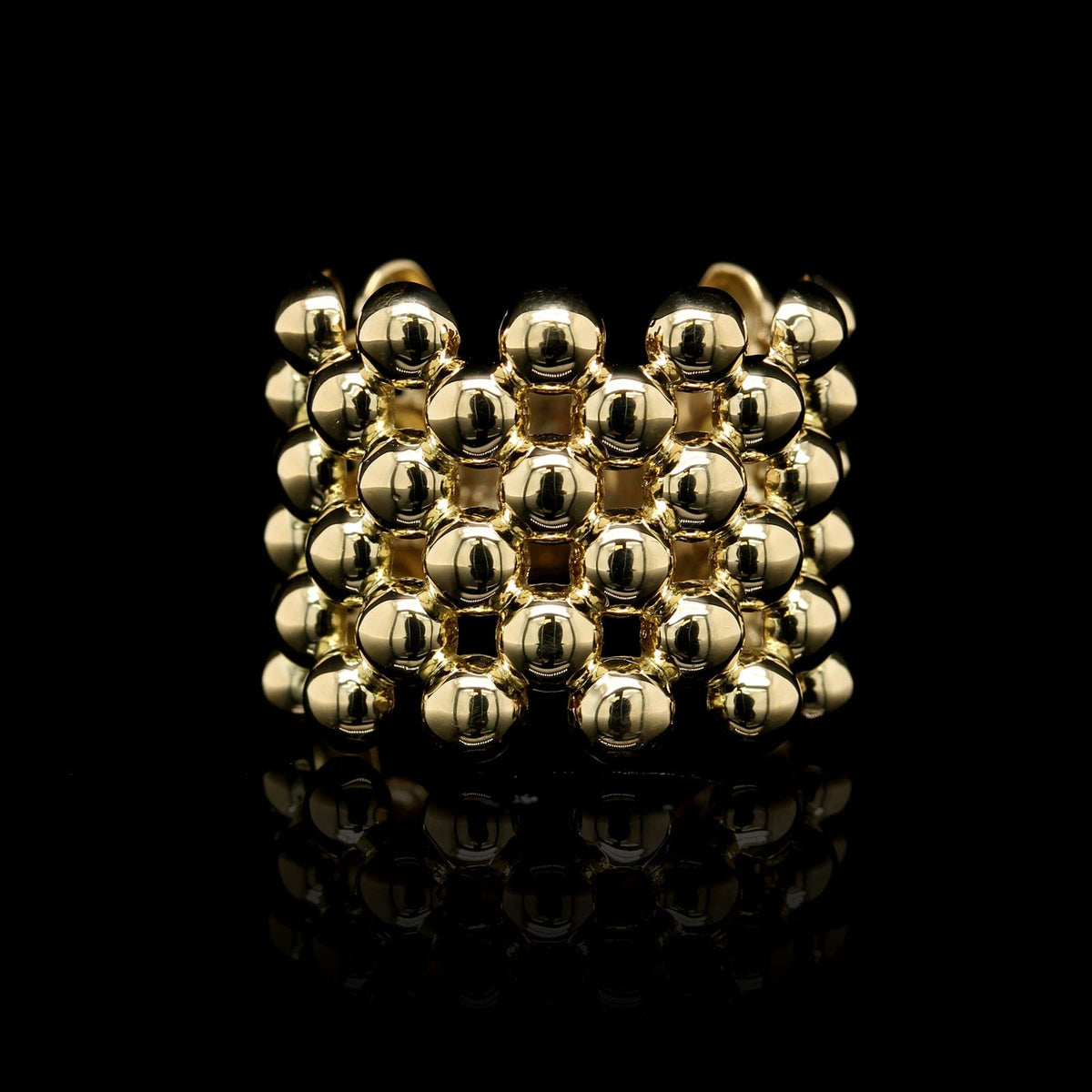 Lagos 18K Yellow Gold Estate Caviar Beaded Ring