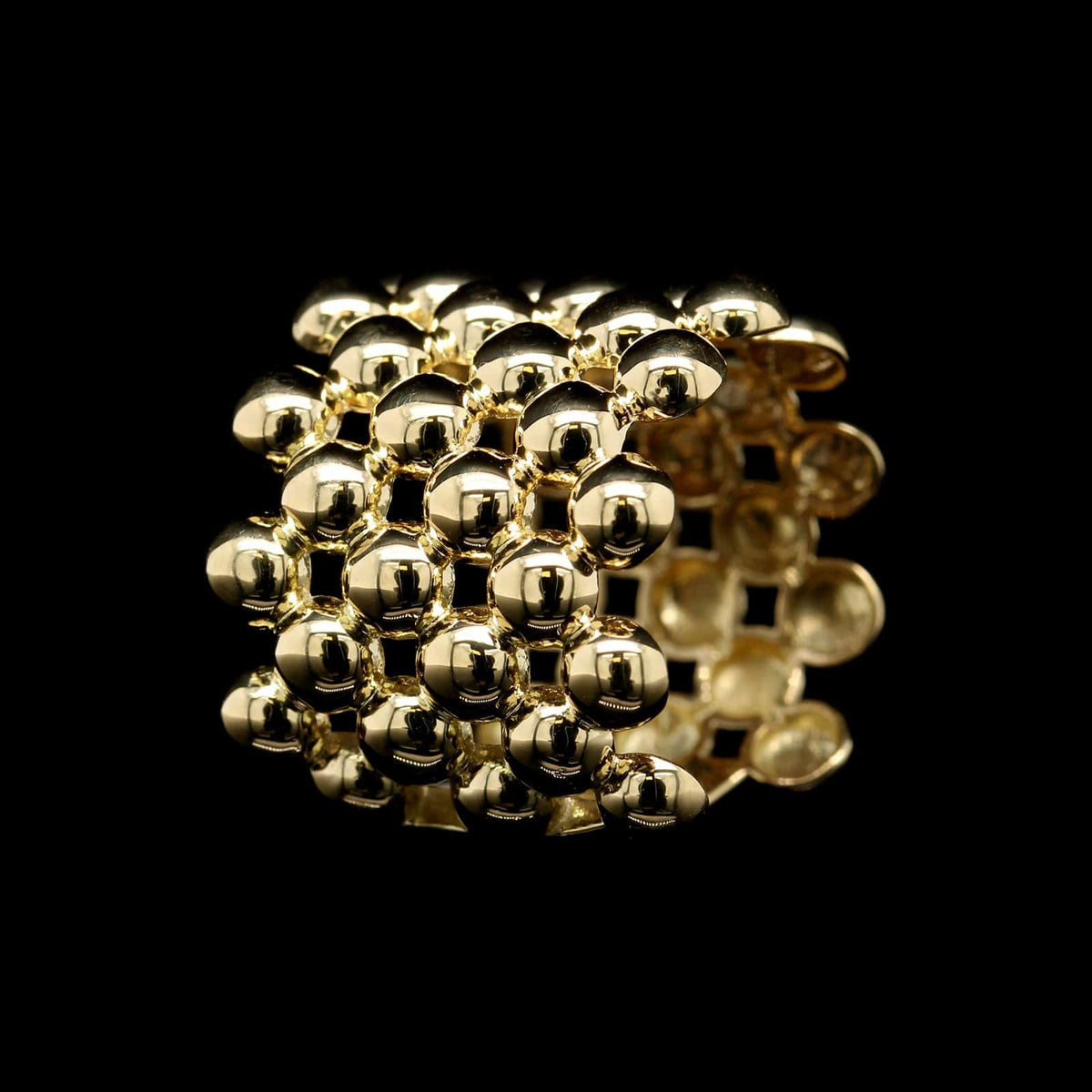 Lagos 18K Yellow Gold Estate Caviar Beaded Ring