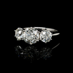 Vintage Style Platinum Estate Diamond Three Stone Ring