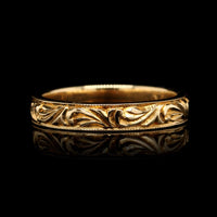 Jabel 18K Yellow Gold Estate Hand Engraved Band