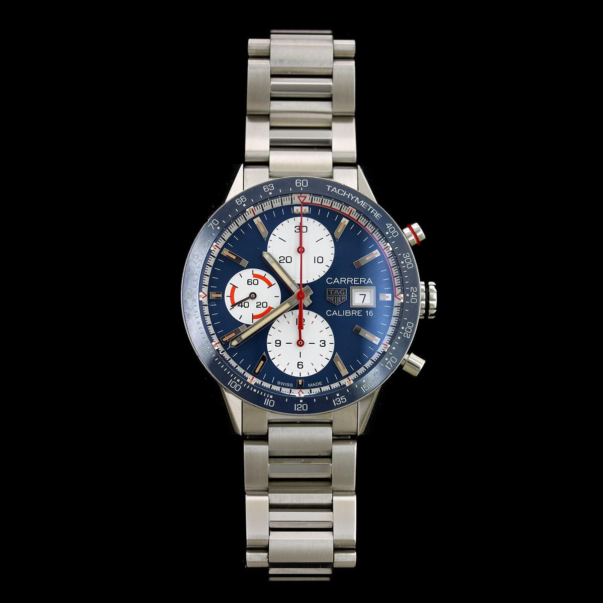 Tag Heuer Steel Estate Carrera Chronograph Wristwatch