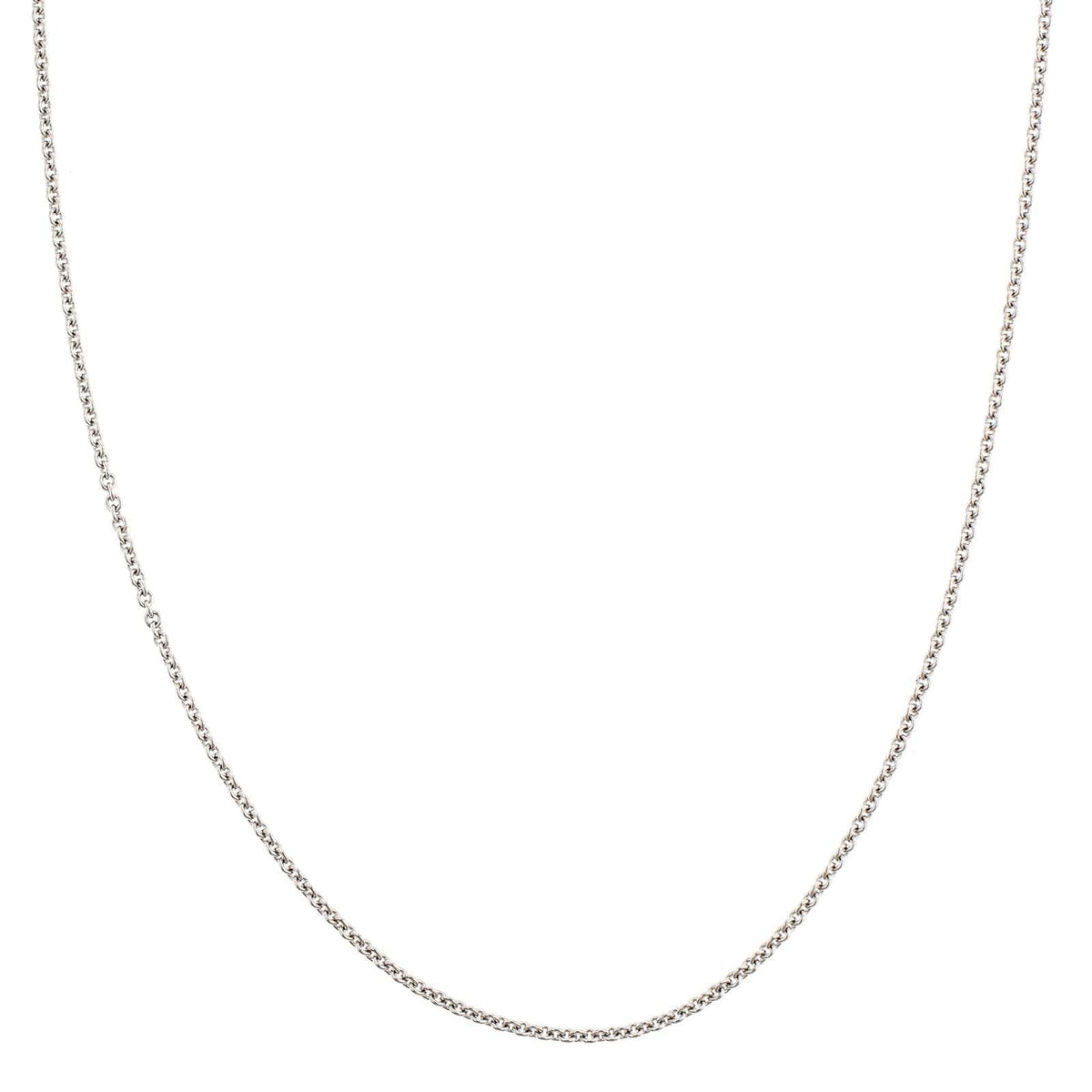 18K White Gold 16-18" Round Cable Link Chain