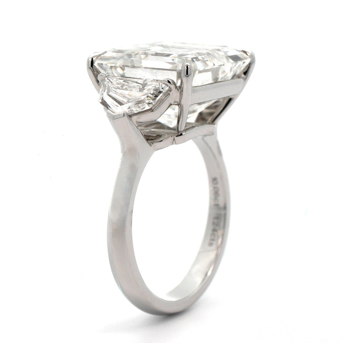 Platinum Asscher Cut Diamond 3 Stone Engagement Ring