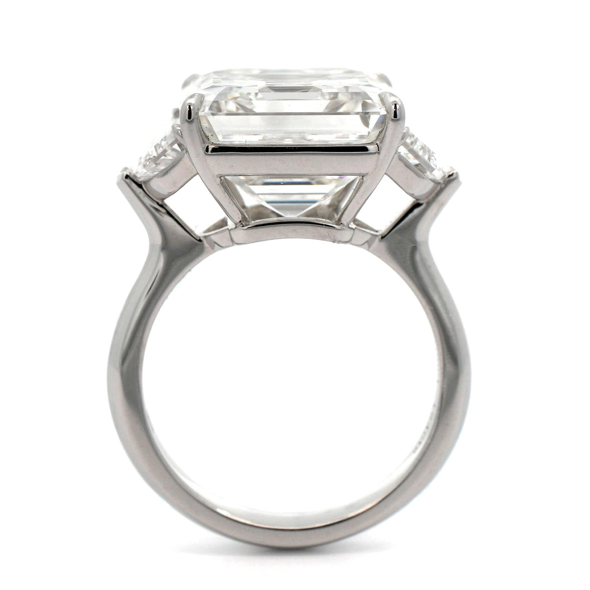 Platinum Asscher Cut Diamond 3 Stone Engagement Ring