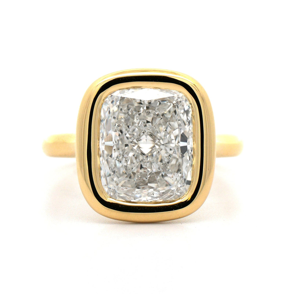 18K Yellow Gold Cushion Shaped Diamond Ring