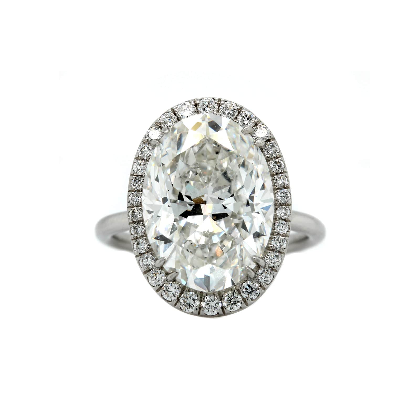 Platinum Oval Diamond Halo Engagement Ring