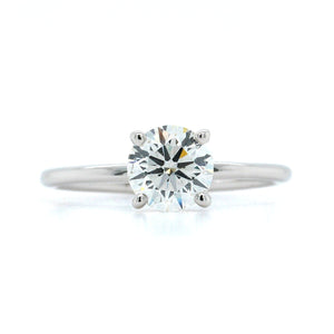 18K White Gold Round Diamond with Hidden Halo Engagement Ring