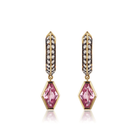 18K Yellow Gold Garnet Drop Earrings