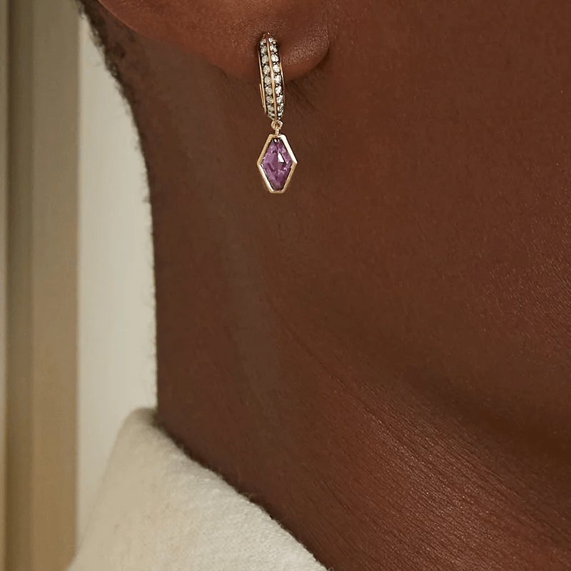 18K Yellow Gold Garnet Drop Earrings