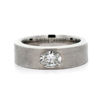 Platinum Oval Cut Diamond Wide Ring