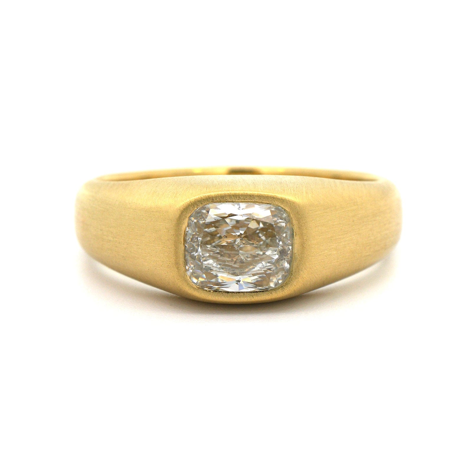 18K Yellow Gold Cushion Cut Diamond Ring