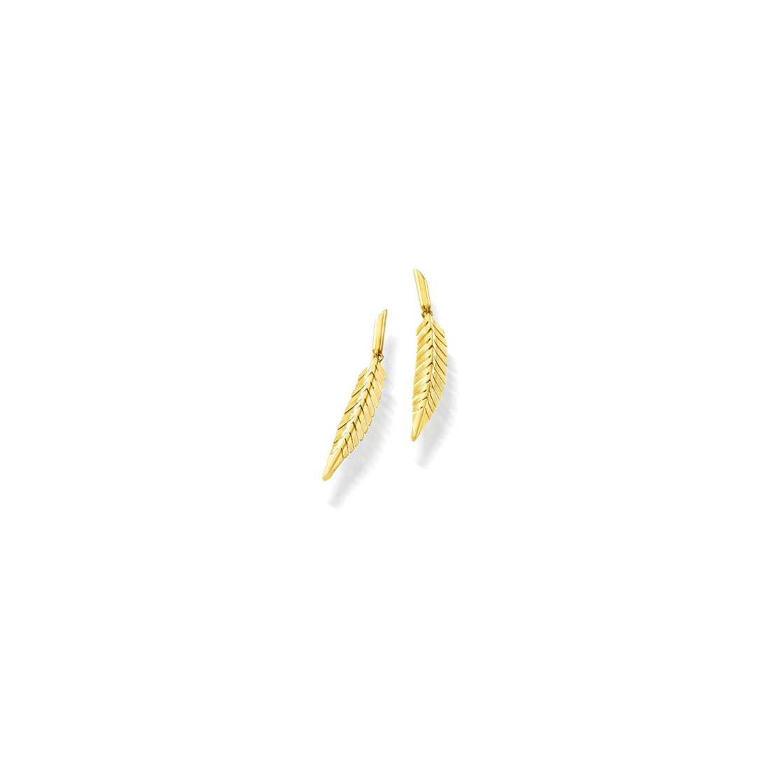 Cadar 18K Yellow Gold Small Feather Drop Earrings