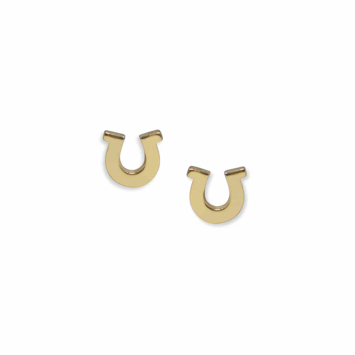 14K Yellow Gold Horseshoe Stud Earrings